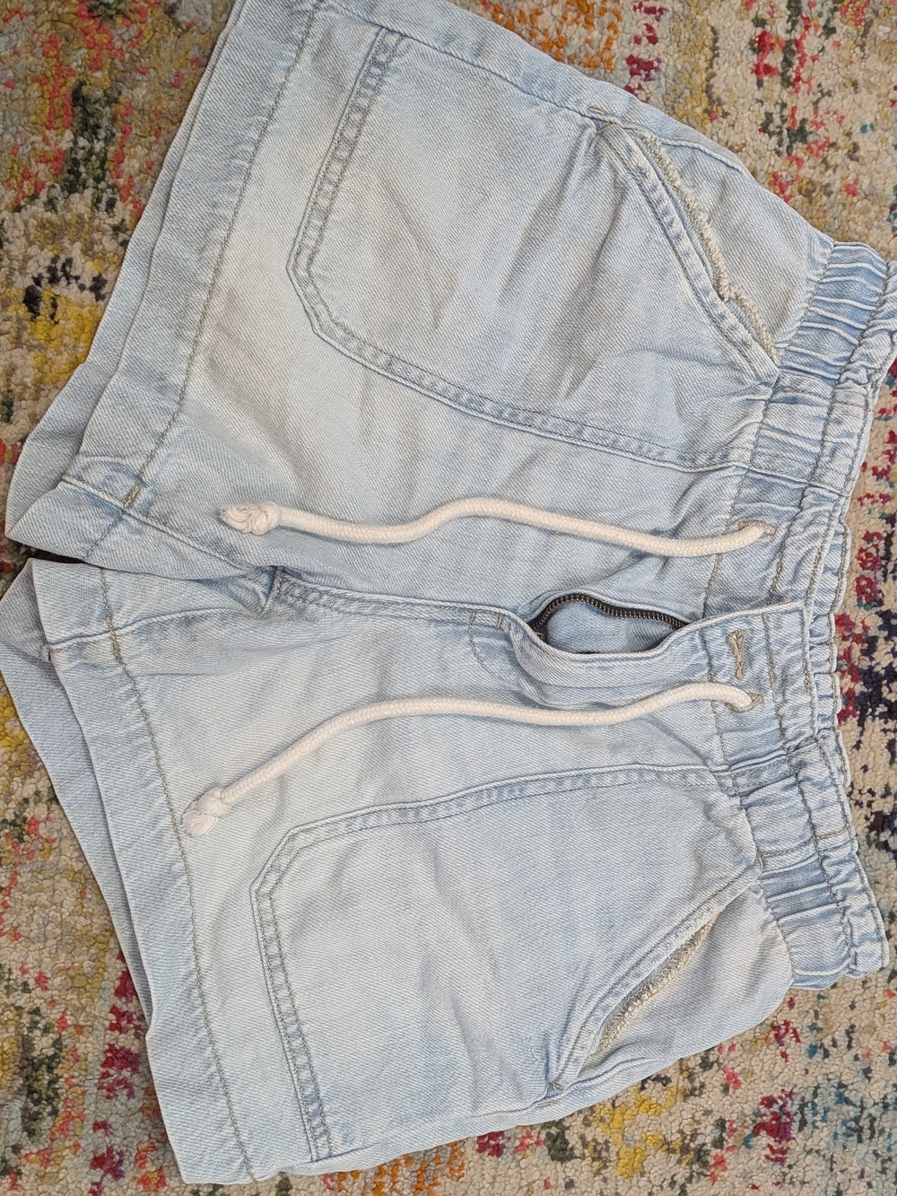 Maurices Light Blue High Waist Drawstring Denim Shorts